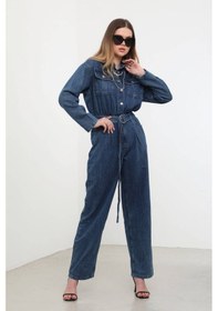Resim Kadın Oversize Jean Tulum Koyu Mavi 001 