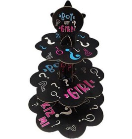 Resim Cupcake 3 Katlı Stand Cinsiyet Partisi Siyah Zemin Diğer 