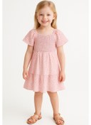 Resim Kız Çocuk Pembe Çiçek Desenli Elbise, Kız Çocuk Elbise Pembe 