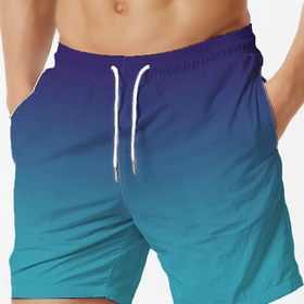 Resim Erkekler için Gradyan Hızlı Kuruyan Mayo Şortları Cebi ile - Nefes Alabilen Polyester Plaj Şortu, Elastik Bel ve İpli Bağcıklı Yazlık Havuz ve Dış Aktiviteler İçin, Hızlı Kuruyan Mayo Şortlar | Yaz Stili Şortlar | Pürüzsüz Dokulu, Yüzme Kıyafetleri 