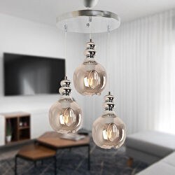 Resim Gaspar 3 Lü Krom Sarkıt Modern Genç Odası Mutfaksalon Avize Apliqa