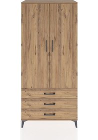 Resim Hyperion Dolap 2 Raflı 3 Çekmeceli Tek Askılı 88x44x195 Çam-çam Çam 