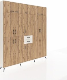 Resim Arges Dolap 10 Raflı 2 Çekmeceli 3 Askılı 220x30x243 Aytaşı-çam/aytaşı Atlas Çam/aytası 