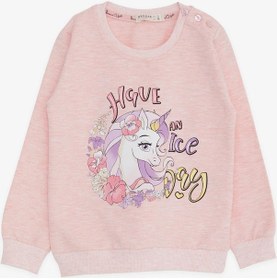 Resim Breeze Kız Çocuk Sweatshirt Unicorn Baskılı 2-6 Yaş, Somon Melanj-somon Melanj Somon Melanj 