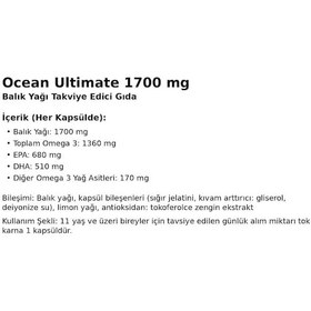 Resim Ocean Ultimate 1700 Mg Balık Yağı 39 Softjel Kapsül 