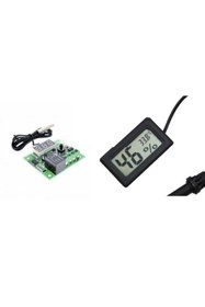 Resim Temiz Pazar Digital Nem Ve Isı Ölçer Problu Ve 12 V Kuluçka Termostat 