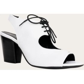 Resim Bueno Shoes Deri Beyaz Kadın Topuklu Sandalet 