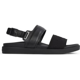 Resim Calvin Klein Deri Siyah Erkek Sandalet Back Strap W/ Buckle Logo 