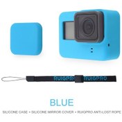 Resim Mavi-silikon Koruyucu Kapak Gopro Hero 7 6 5 Için Kordon Aksesuarlı Siyah Kol Konut Case Çerçeve Go Pro 7 6 5 