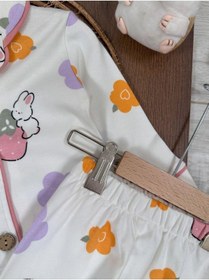 Resim Kruvaze Yaka %100 Pamuk Önden Düğmeli Mevsimlik Ünisex Bebek Ve Çocuk Pijama Takımı Bebicix Çok Renkli 