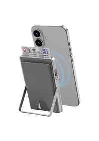 Resim Wiwu Mw-006 Tasarımlı 6 Hazneli Pu Magnetik Standlı Kartlık Gri Gri 