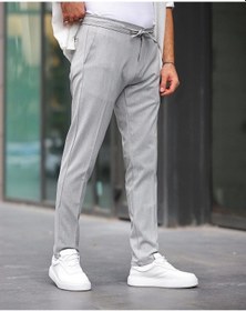 Resim Slim Fit Likralı Jogger Pantolon Gri 