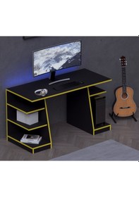 Resim Kronos Oyuncu Masası - Bilgisayar Masası - Gamer Masası - 59x136 Cm Afm180 Siyah - Sarı 