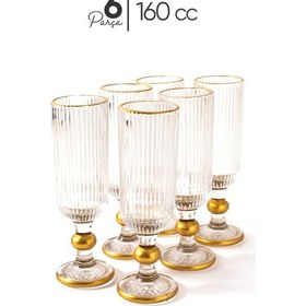 Resim Mest Livan 6 Parça 6 Kişilik Altın Yaldızlı El Işçiliği Kahve Yanı Su Bardağı Seti - 160 Cc Sade Gold 
