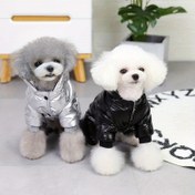Resim Köpek Kışlık Mont - Su Geçirmez 4-Bacaklı Pet Ceket, Polyester, Makinede Yıkanabilir, Siyah & Beyaz Yavru Tasarımı Küçük Irklar ve Soğuk Hava İçin, Köpek Kışlık Mont, Snapbutton Köpek Giyim 