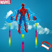 Resim 1 adet MARVEL Spider-Man Karikatür Desenli İpi, Avengers Spider-Man Eğik Kenar Üçgen Kolay Uçan Kelebek İpi Hafif ve Taşınabilir 50m Dizge Eğik Kenar Eğlence Yaratıcı İpi, Plaj, Alan, Spor Egzersizi, Plaj Partisi için Uygun, Şükran Günü ve Doğum Günleri için Mükemmel Tatil Hediyesi 