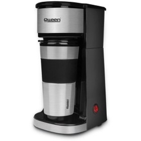 Resim QUEEN Gümüş Preston Kahve Makinesi Termos Bardaklı Qc 039sl 