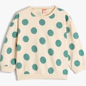 Resim Kız Bebek Puantiyeli Sweatshirt Uzun Kollu Bisiklet Yaka Pamuklu Şardonlu 
