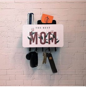 Resim The Best Mom Anne Çiçek Resimli Bölmeli Anahtarlık Askılık Duvar Dekoru Diğer 