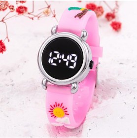 Resim Şık Dijital Kız Çocuk Kol Saati 04 - 10 Yaş Pembe Silikon Kordon Takvim St-304062 