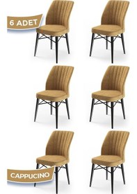 Resim Canisa Concept Flex Serisi, Cappucino Sandalye, Siyah Gürgen Ayaklı 6 Adet Sandalye Cappuccino 
