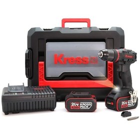 Resim Kress KUC30 20V/4.0Ah Li-İon Çift Akülü Kömürsüz Profesyonel Şarjlı Darbeli Matkap 