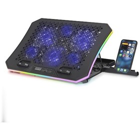 Resim Büro Ev Ofis Bilgisayarı İçin Siyah 6x Fan Rgb Laptop Soğutuculu Telefon Standı 