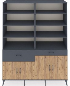 Resim Hyperion Gardrop 10 Raflı 2 Çekmeceli 4 Kapaklı 176x44x221 Antrasit-çam/antrasit Çam/antrasit 