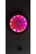 Resim Bahat Ledli Işıklı Salon Ofis Duvar Saati Aplik Gece Lambası 36 Cm Metal Pembe 