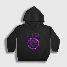 Resim Presmono Unisex Çocuk Flames Logo Him Kapüşonlu Sweatshirt Siyah 