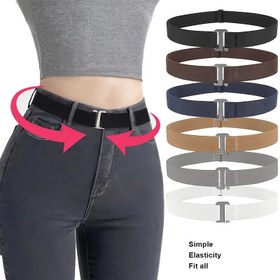 Resim Kadınlar için Minimalist Esnek Bel Kemeri - Tokasız, Rahat Retro Kemer Kot Pantolon ve Elbiseler İçin - Çok Amaçlı Kullanım (Bej/Siyah/Kahverengi/Beyaz/Lacivert) - Büyük Beden Dostu 