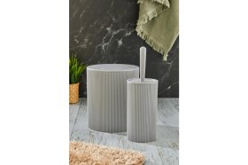 Resim Modern Yuvarlak Çöp Kovası ve Tuvalet Fırçası Seti, Şık Tasarım 