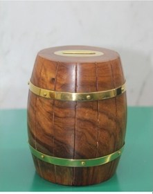 Resim 9093118235021drvs - Pirinç Detaylı Fıçı Kumbara Model 4 