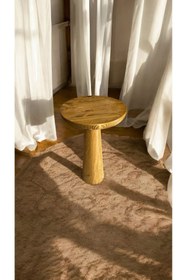 Resim Simillo Home&Living Wooden Ahşap Konik Model Tekli Mantar Yan Sehpa Modern Tütün Renk Fiskos 