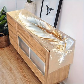 Resim Lüks Beyaz & Altın Tüy Masa Örtüsü - Şık Dikdörtgen Kumaş, Altlıntılı Yaldızlı Kuşaklar Bej/Yemek Odası Üstlüğü; Nikah Ziyafetleri Partiler için Yuvarlak veya Uzunmasa İlaveleri Kolay Temizlenebilir dekoratif masa düzene, Noel Masa Örtüsü, Mobilya için sarma, Noel Masa Örtüleri, Yemek Masası Dekorasyonu, Beyaz Masa Örtüsü, Fransız Temalı Masa Örtüsü, Beyaz Noel Masa Örtüsü, Dekorasyon için Pencere Eşiği Kapağı, Plastik Masa Örtüsü, Masa Örtüsü ve Yer Matları, 