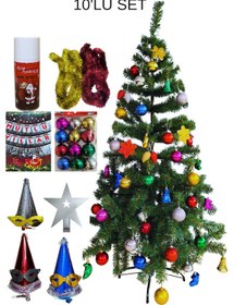 Resim Yılbaşı Çam Ağacı 150 Cm Aile Seti 180 Dal 150 CM 