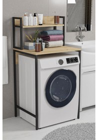 Resim L'occi Concept Ludlow Çamaşır Makinesi Üstü Düzenleyici Banyo Rafı Banyo Organizer Raflı Çamaşır Makinası Düzenleyici Lu03-sm Kahverengi 