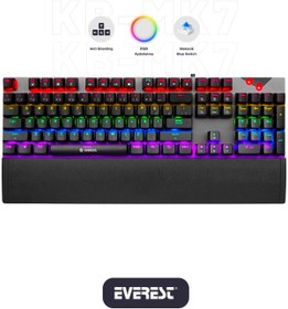 Resim Everest KB-MK7 Blue Switch USB Bilek Destekli Mekanik Q Oyuncu Klavye 