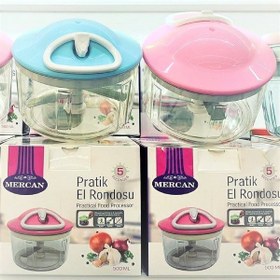 Resim Mercan 500 ML 3 Bıçaklı Manuel İpli Pratik Doğrayıcı El Rondosu 