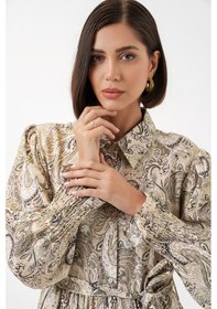 Resim Bigdart Kadın Kuşaklı Tesettür Elbise 2589 - Bej 