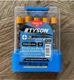 Resim Tyson Pz2 Stoplu Vida Sıkma Ucu Mıknatıslı Çift Yönlü Yıldız Bits Uç 10adet 