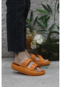 Resim Mehmet Mete Ez0095 Plaj Deniz Havuz Terliği Hafif Rahat Esnek Kadın Terlik Turuncu 