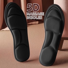 Resim Siyah Polyester Spor Şok Emici Tabanlık, Ter Emici ve Kötü Koku Önleyici Tabanlık, Lightstep Feel Comfortplus 5D Tabanlık, Tüm Gün Destek İçin Yumuşak, Nefes Alabilir ve Hafif 