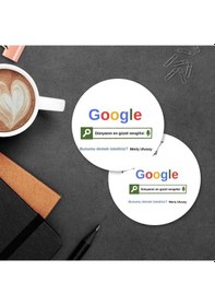 Resim Kişiye Özel Google Tasarım Esprili Mdf Bardak Altlığı 1 Adet Beyaz 