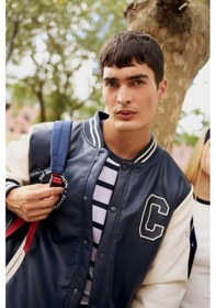 Resim Defacto Regular Fit Kolej Yaka Çıkarılabilir Kapüşonlu Çıtçıtlı Suni Deri Bomber Mont E9972ax25aunv64 Lacivert 