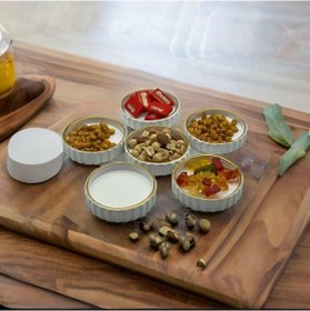 Resim 6 Adet Altın Yaldızlı Yuvarlak Tırtıklı Çerezlik Sosluk Reçellik 