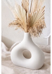 Resim Modern Halka Vazo İskandinav Stil Dekoratif Vazo, Minimal Masa Üstü Ev Dekoru Beyaz 