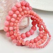 Resim 1 adet Boho Klasik Pembe Rodonit Boncuklu Bileklik, Erkekler ve Kadınlar için Doğal Taş Elastik Takı, Günlük Giyim ve Anneler Günü Hediyesi için İdeal, Tüm Sezon Aksesuarı 