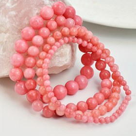 Resim 1 adet Boho Klasik Pembe Rodonit Boncuklu Bileklik, Erkekler ve Kadınlar için Doğal Taş Elastik Takı, Günlük Giyim ve Anneler Günü Hediyesi için İdeal, Tüm Sezon Aksesuarı 
