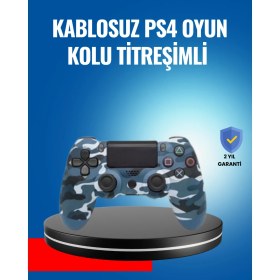Resim Bluetooth Kablosuz Ps4 Gamepad Çift Motorlu Siyah Controller 